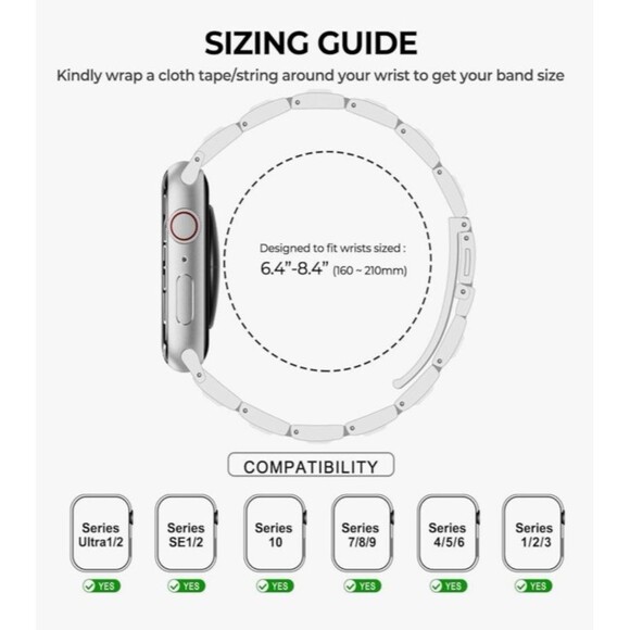 Handodo Guard Band Apple Watch Bend Silver White Catseye 42mm (44/45/46/49mm) - Picture 8 of 15